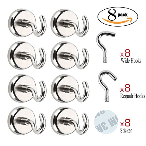 Netany 40 lb heavy duty magnetic hooks with stickers, s…
