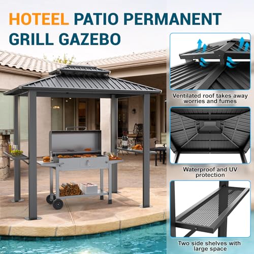 TOOLUCK 6x8 Hardtop Grill Gazebo Review: BBQ Shelter with Double Roof & Shelves image 19