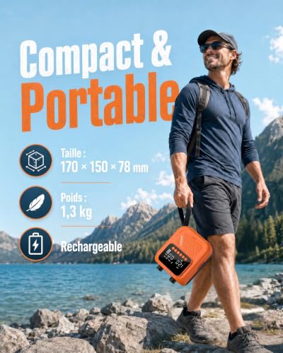 Electric Paddle Inflator 20 PSI - Automatic Shut-Off & Inflation/Deflation, Rechargeable Air Pump with 7 Nozzles for Inflatable Mattress, Sup, Tent, Kayak