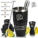 8-in-1 Bartender’s Kit: 24 Oz Stainless Steel Cocktail Shaker with Full Home and Bar Beverage Preparation Set, Leak-Proof Cup, Muddler, Spoon, Jigger, Pourers, Opener, Martini Mojito Kit by Spirit