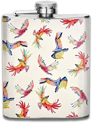WUGOU Stainless Steel Hip Flask 7 Oz (No Funnel) Bird Color Full Printed
