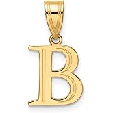 14k Yellow Gold Initial B Pendant for Women and Men, Polished Block Letter Design, Real Gold Alphabet Charm Necklace, Bold Capital Letter Jewelry, Unisex Monogram Fashion Pendant