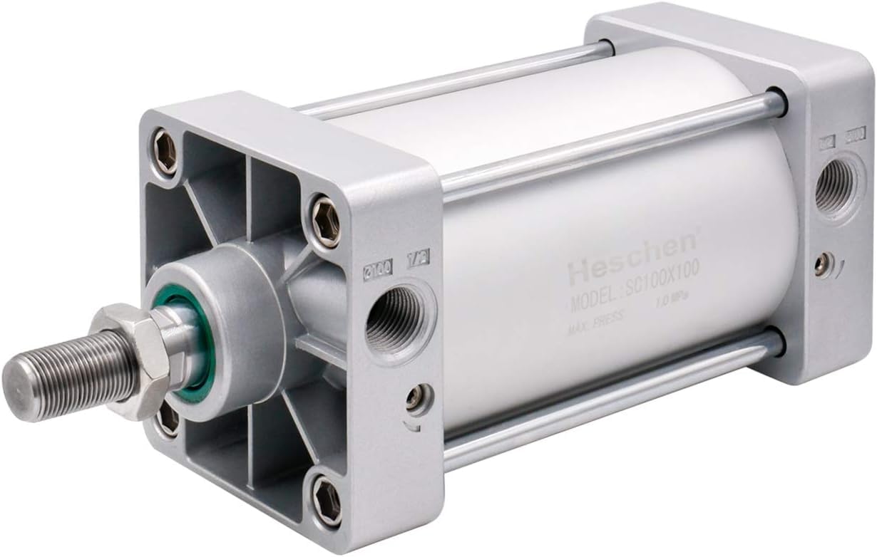 Heschen Pneumatic Standard Air Cylinder, SC 100-100, PT1/2'' Port, 100mm Bore, 100mm Stroke, Double Acting (100mm stroke)
