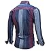 Musen Men Casual Denim Button Down Long Sleeve Stripe Dress Shirt