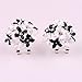 Ownsig Lady Charming Bloomy Four Leaf Clover Flowers Rhinestone Ear Stud Earrings Black