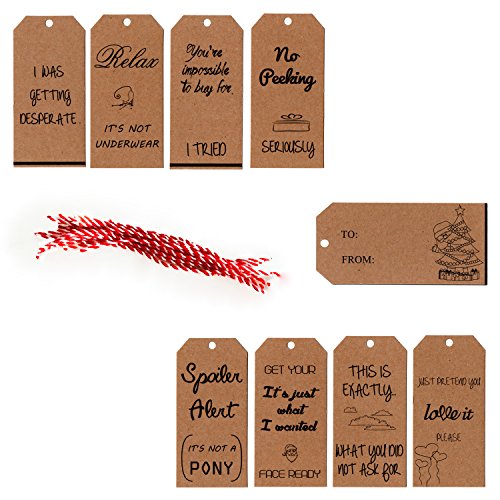 Christmas gift tags funny honest – Gauranteed fun and laughter this Christmas. Brown eco-friendly kraft paper gift tags great for the holidays and Christmas gifts. 24 pcs includes twine strings