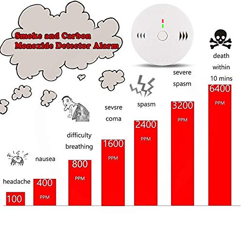 Combination Smoke and Carbon Monoxide Detector Alarm, 2Pack GLBSUNION Beeps Warning Smoke and