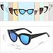SojoS Retro Cat Eye Women Sunglasses 60's Fashion Thick Frame Mirror Lens SJ2939 With Black Frame/Dark Blue Mirrored Lens