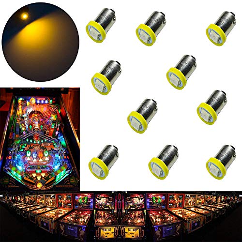 PA 10PCS #1893#44#47#756#1847 BA9S 1SMD LED Wedge Pinball Machine Light Bulb Yellow(Amber)-6.3V