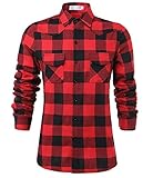 Tribear Mens Casual Button Down Long Sleeve Plaid Shirts