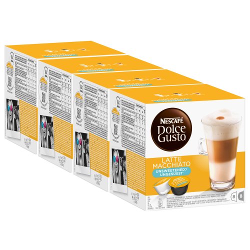 Nescafé Dolce Gusto Latte Macchiato Unsweetened, Pack of 4, 4 x 16 Capsules (32 Servings)