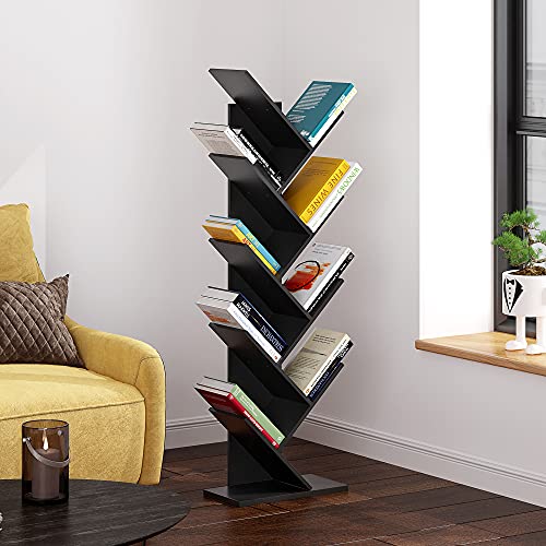 HOMEFORT 9Shelf Bookshelf,Geometric Tree Bookcase,Wood Bookshelves