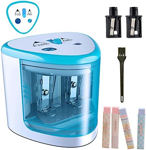 TENWIN Electric Pencil Sharpener, Battery-Powered,, High-Speed Automatic, best for Colored and No. 2 Wood Graphite Pencils, for Home Office School Classroom Adults Kids (blue)