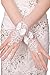 Lace Bridal Wedding Gloves Prom Fingerless Gloves for Women with Bow Rhinestones,White