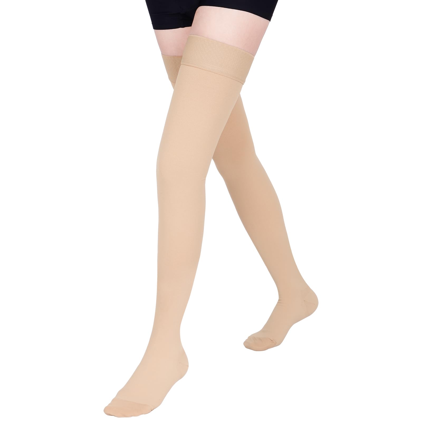Photo 1 of Wegitcs Compression Stockings for Women & Men, 15-20 mmHg Thigh High Compression socks, Medical Graduated Compression Support for Edema, Varicose Veins, Swelling, Closed Toe, Beige,3XL