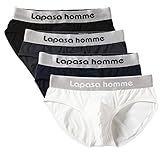 Lapasa Men’s Briefs 4-Pack Underwear Cotton Stretch Tag Free No Ride Up M04