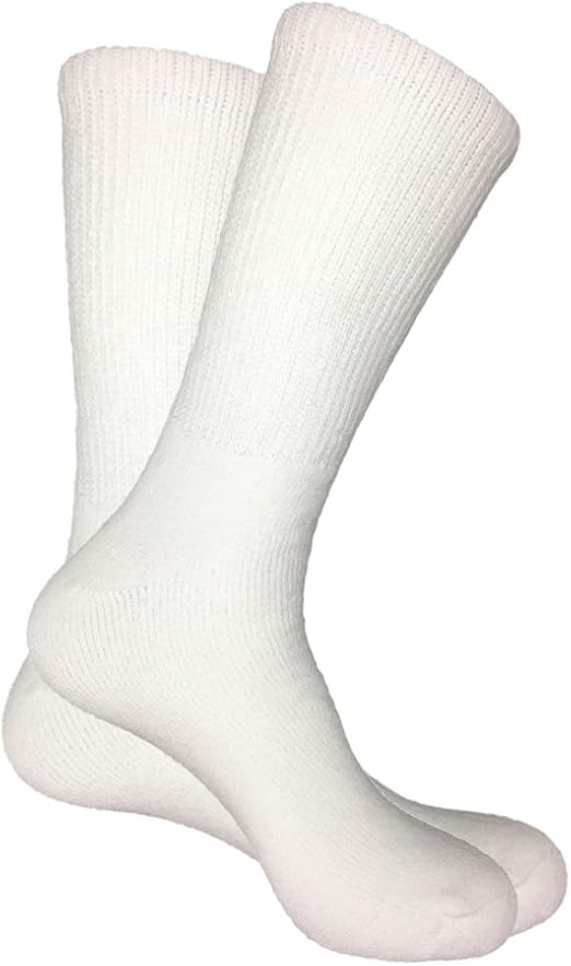 Mens Big and Tall Crew Socks Size 1315 Loose Top Cotton (6pairs
