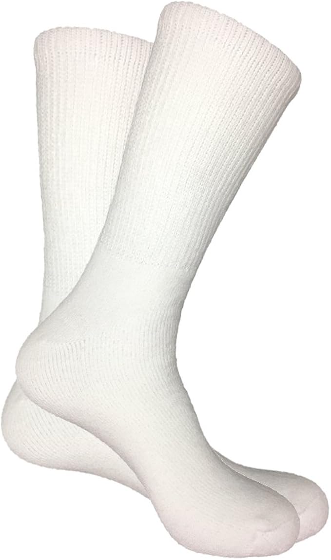 Mens Big and Tall Crew Socks Size 1315 Loose Top Cotton (6pairs