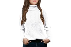 FEKERMIA Girls Turtleneck Sweaters Pullover Kids Toddlers Cable Knit Long Sleeve Jumper Tops
