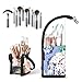 NiceEbag 2 in 1 Makeup Brush Holder Organizer Bag Stand-Up Make-up Brush Cup Half-Clear Travel Cosmetic Toiletry Pouch for Woman Girls, Peony&Orchid
