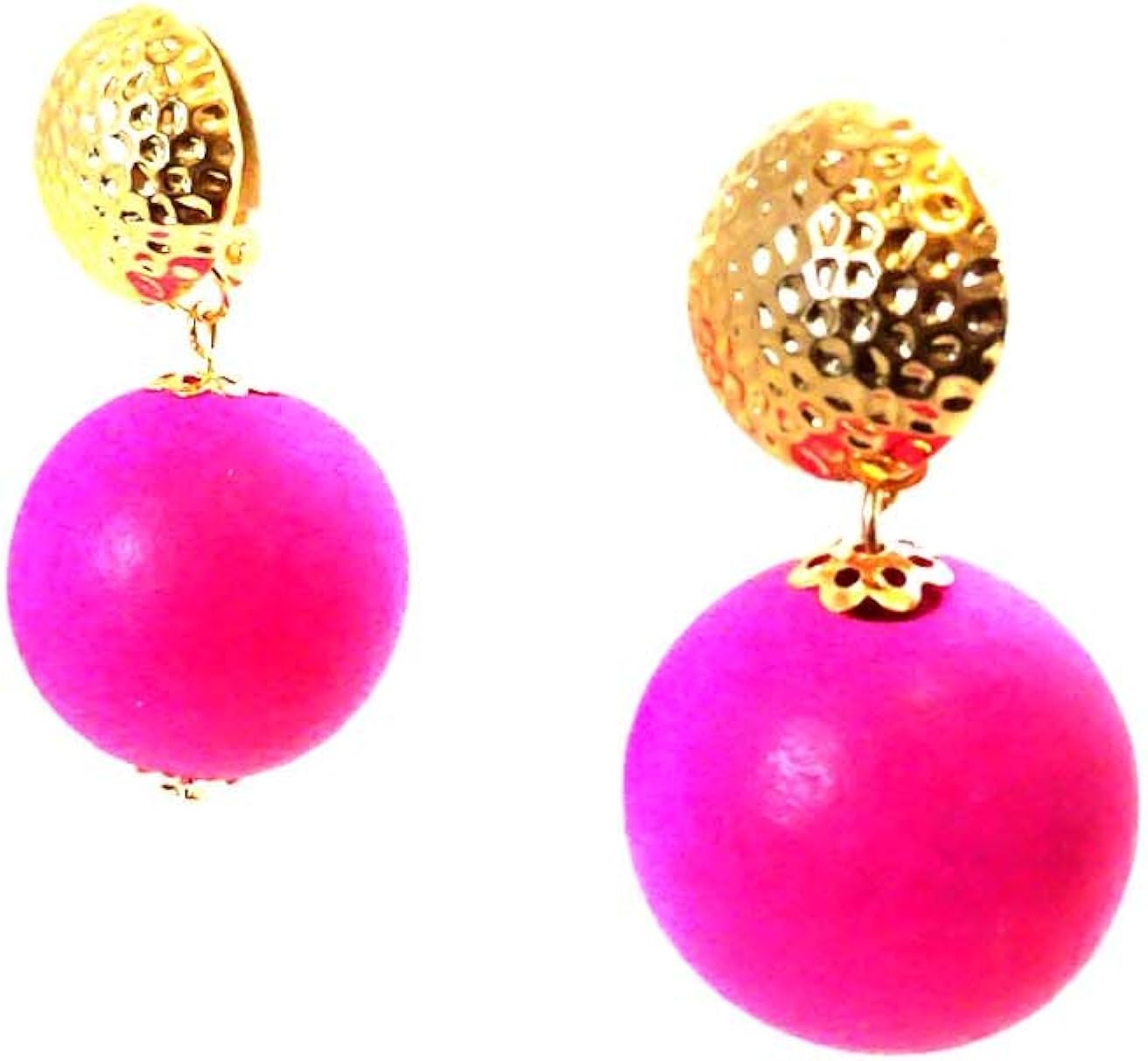 Clipon Earrings Bohemian Drop Ball Earrings Assorted Colors 1 inch