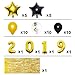 Gold 2019 Balloons Decorations with 10ft Metallic Gold Foil Fringe Curtain Bundle – Large, Pack of 45, Graduation Party Supplies, Large Size, Gold, Black, White, Latex Balloons, Star Balloons, Confetti Balloons, Best for Graduation, New Year Eve Party Supplies, New Year Decorations