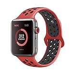 AdMaster Compatible with Apple Watch Bands 42mm 44mm,Soft Silicone Replacement Wristband Compatible with iWatch Series 1/2/3/4 - M/L Red/Black