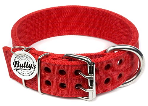 Pitbull Collar, Dog Collar for Large Dogs, Heavy Duty Nylon, Stainless Steel Hardware (XXL, Fire Engine Red)