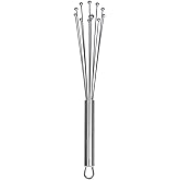 Restaurantware 10.5 in Stainless Steel Ball Whisk - German Standard Egg Beater with Ergonomic Handle, Dishwasher Safe - Manual Mixer Cooking Whisk for Baking, Stirring, Sauces, Beating