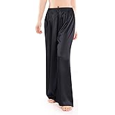 Wantschun Womens Wide Leg Pajama Pants Satin Silk Casual Loose Elastic Waist Lounge Pants Pj Bottoms