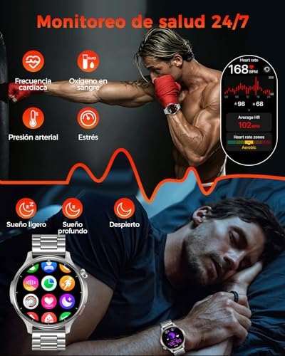 Relógio Inteligente Masculino, Bateria de 1000 mAh, Grande Ecrã HD de 1,52''
