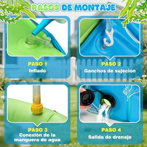 colmanda Piscina para Bebé 4-en-1 Pop Up, 100x30 cm Piscina de Bolas Bebe con Chorros de Agua, Tienda de Playa Bebé con Techo y Mosquitera, Protección UV SPF50+, Portátil para Jardín