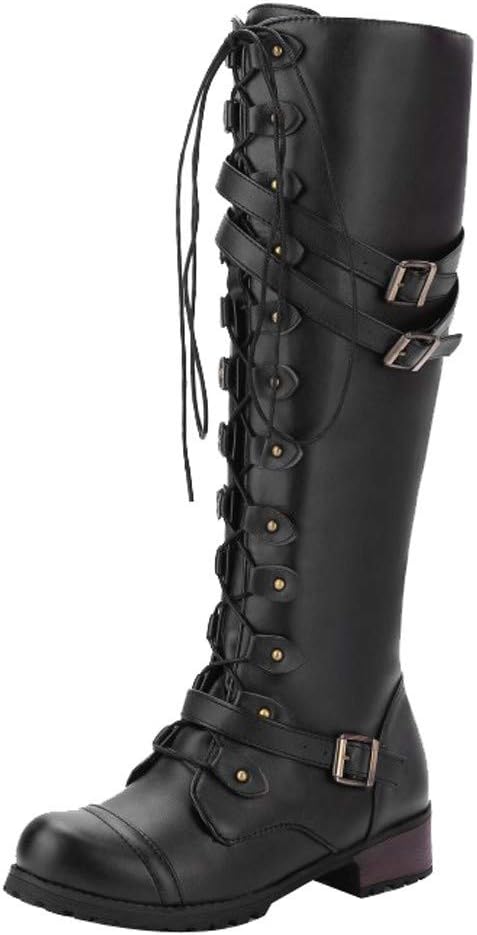 ❤Women's Fashion Punk Gothic Style Boots Buckle Martin Booties Lace-Up Boot
