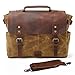 Mens Messenger Bag,Handmade Cross Body Bag Leather Laptop Briefcase Waxed Canvas Shoulder Bag with Detachable Strap,Computer Sctchel Bag Travel Work Bag for 14 inches Laptop