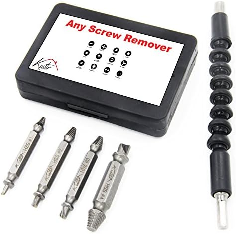 Damaged Screw Extractor Set of 4 – EASY BROKEN NUT Remover, Speed Out Stripped Phillips, Slotted Long-Small Bolts From Wood, Guitar,Titanium,Plastic – Best Tools for Craftsman, Handyman, Electrician