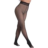 MERYLURE Fake Translucent Fleece Lined Tights for Women Winter Warm Thick Thermal Velvet Pantyhose