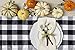 Buffalo Check Plaid Table Runner 14x72 Inches, Black and White