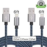 Amoner 2 Pack 6FT Lightning Cable Nylon Braided USB Charging Cable Cord Extra Long for iPhone 7,7+,SE, 6s 6s+ 6Plus 6, 5s 5c 5, iPad Air mini min2, iPad 4,iPod 5,iPod 7, iOS10.