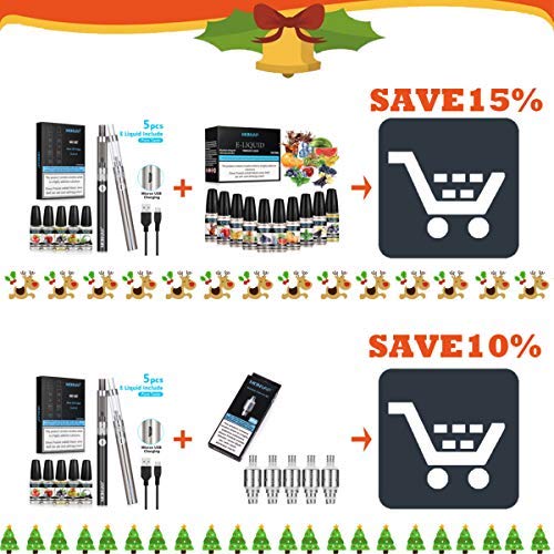 Vaper Cigarros Electronicos, MONVAP M2 Ecig, 2 * Vape Pen + 5* E Liquido, 1.6ohm 2ml, Battería Recargable Cigarrillos Electronicos, E Cigarette Sin Nicotina 0.0mg
