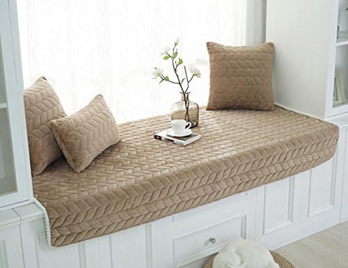 Lutanky Modern Bay Window Cushion Windowsill Pad Simple Crystal Velvet Tatami Mats Couch Slipcover Non-Slip Sofa Protector Cover Soft Floor Mats (coffee, 110x210cm(43x82inch))