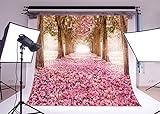 LB 10x10ft Cherry Blossoms Street Poly Fabric Customized Backdrop CP Photography Prop Photo Background 14-401