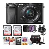 Sony Alpha a6000 Mirrorless Camera with 16-50mm Lens and Two 64GB SD Card Bundle (8 Items)