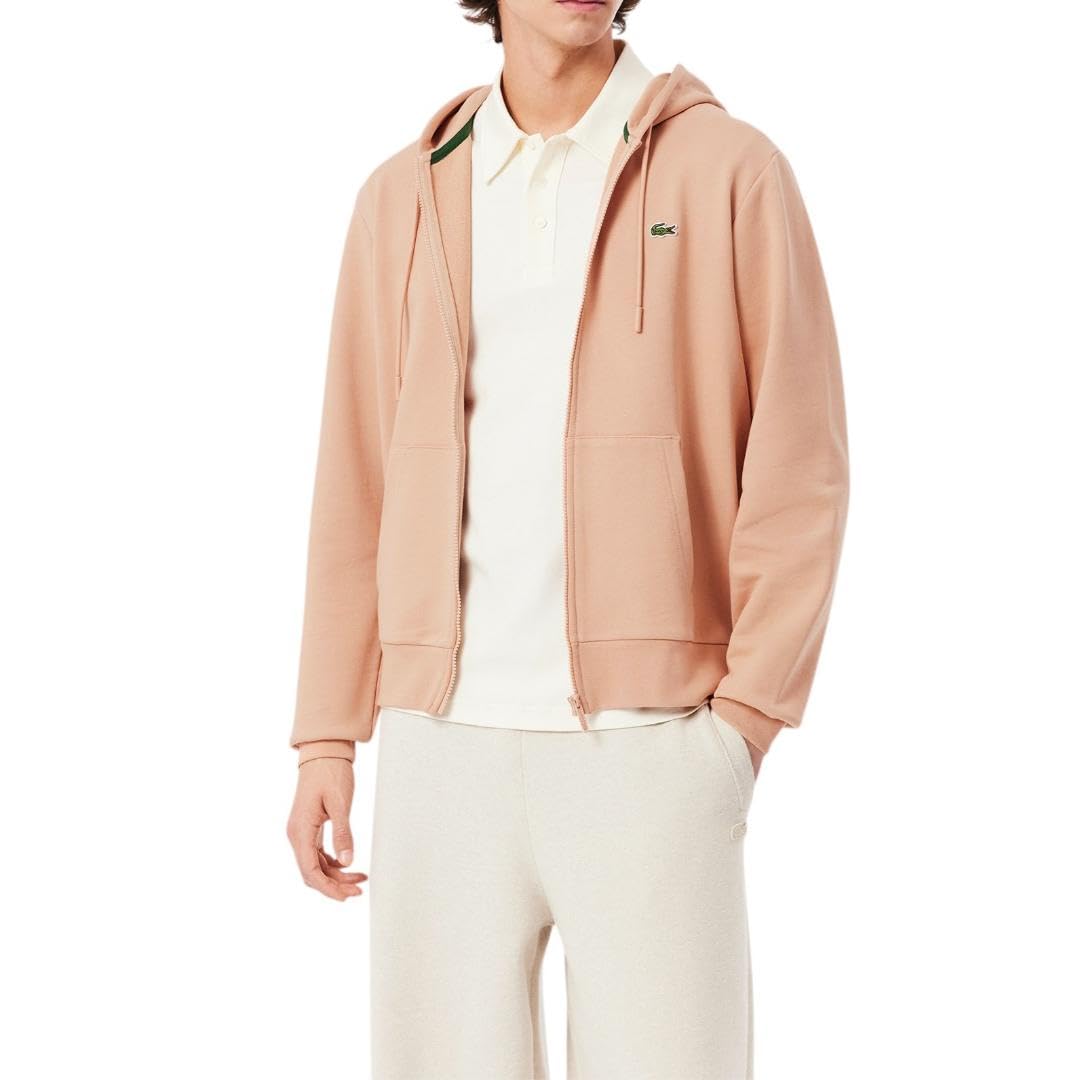 Lacoste Men’s Classic Fit Zipped Fleece Sweatshirt, Latte, 3X-Large