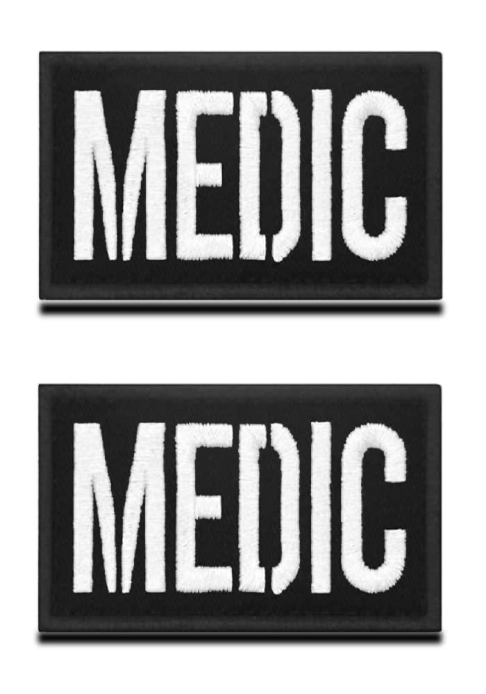 2 Pcs Full Embroidered Medic EMT Medic Medical First Aid Patch (3.15x2 inch)- Perfect for First Aid Pouch, EMT, EMS, Trauma, Medical, Paramedic, First Response Rescue Kit, Tactical Activities