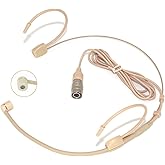 XGWTH Headset Microphone Double Over Ear Earset Headworn Mic Condenser Cardioid Compatible with Audio-Technica Wireless System Bodypack Transmitter Hirose 4 Pin Plug