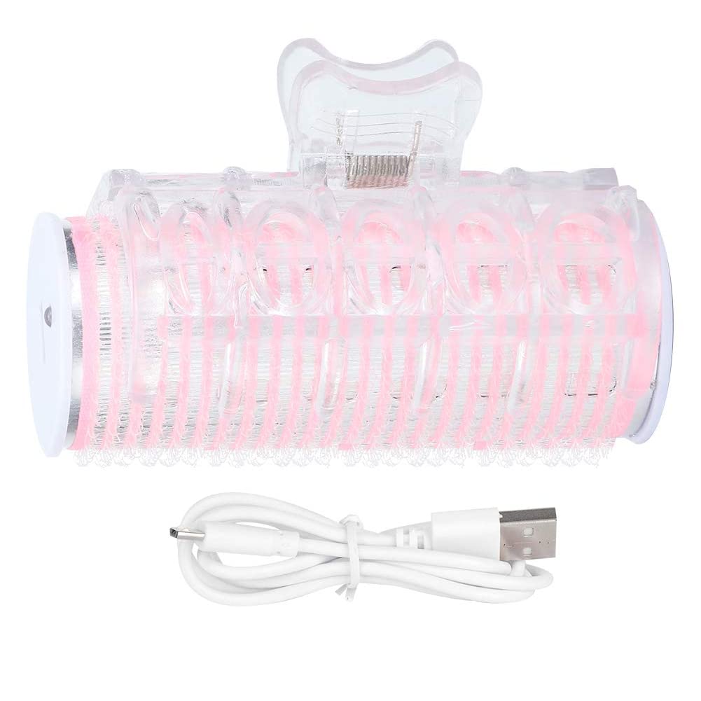 USB Hair Rollers Curlers Self Grip Holding Rollers Hairdressing Curlers Portable Hair Roller Bangs Curling Hair Styling Tool Mini Electric Hair Curler(pink)