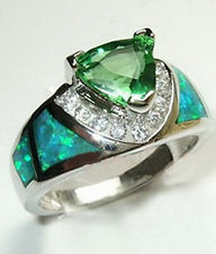 jacob-alex-ring-Size6-Triangular-Green-Emerald--Fire-Opal-Ring-Womens-925-Silver-Jewelry