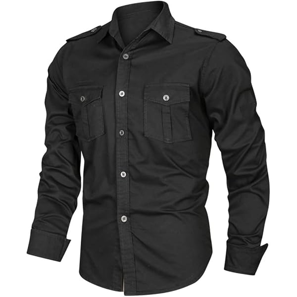 Chemise à Manches Longues Brandit Luis - Noir - Flanelle De Coton - Style Vintage Avec Patch