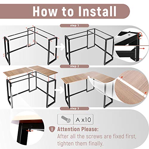 Viewee LShaped Computer Desk 50.4'' Gaming PC Table Home Office Writing Desk with Cork Fixed