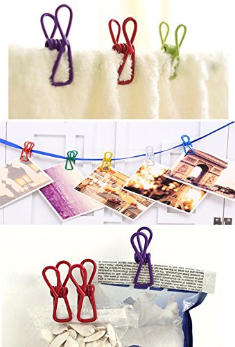 Aoyoho Pack of 30 Multi-purpose Clothesline Utility Clips Steel Wire Clips laundry clips